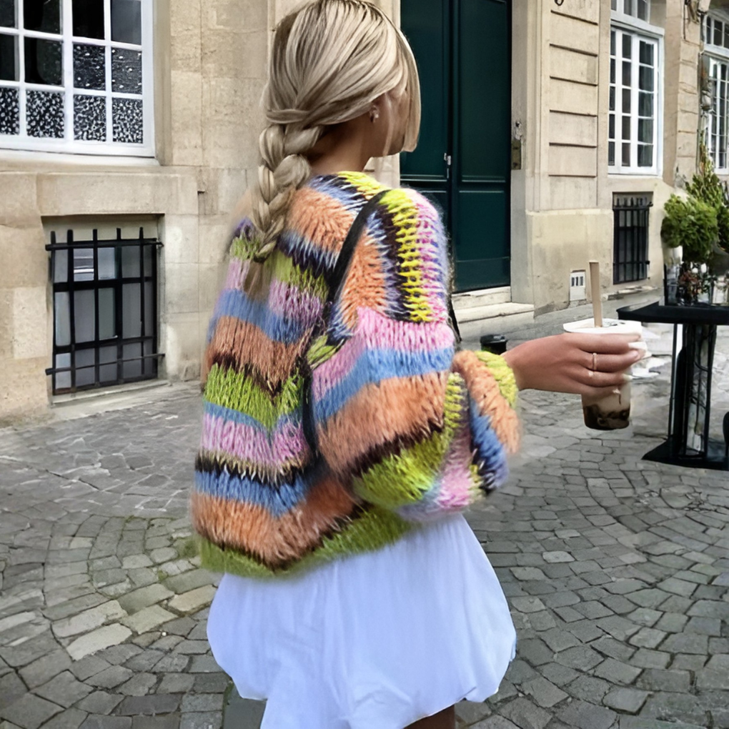 Women's Classic Stripe Open Cardigan Sweater
