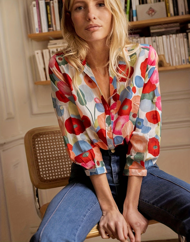 Colorful Funny Graphic Button Down Shirt - Olytrend