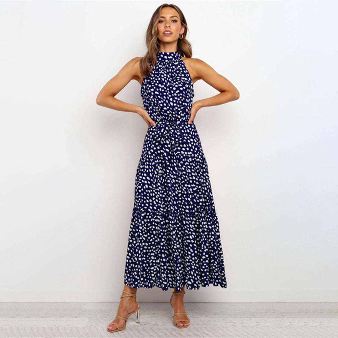 Casual Summer Halter Dress with Polka Dots