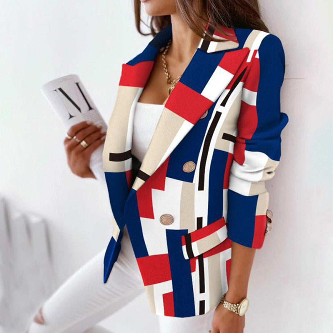 Women's Checkered Blazer Classic Double Breasted Fit