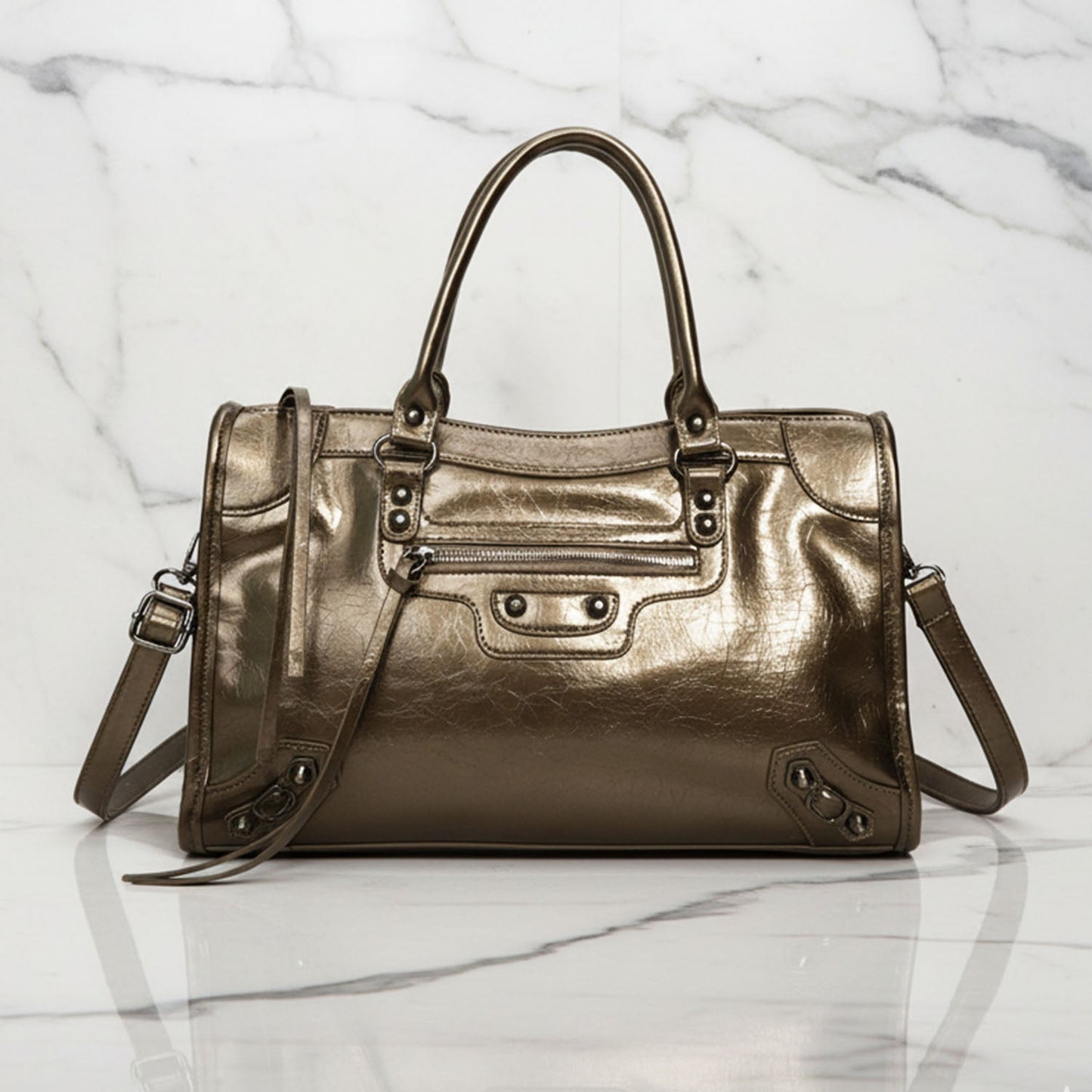 Chic Synthetic Leather Tote Handbag