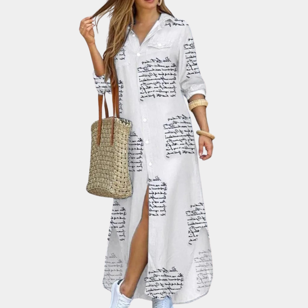 Ladies Long Sleeve Printed Maxi Dress