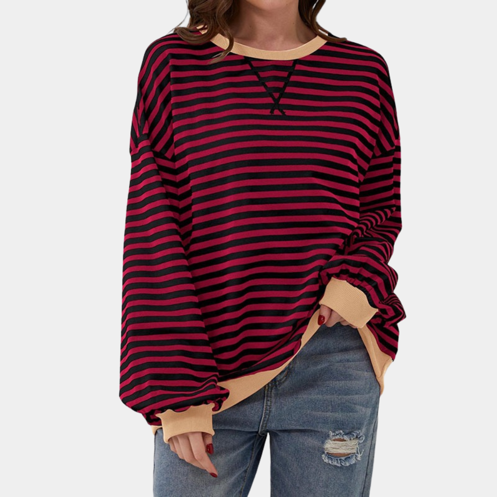 Relaxed Fit Horizontal Stripe Tee for Ladies