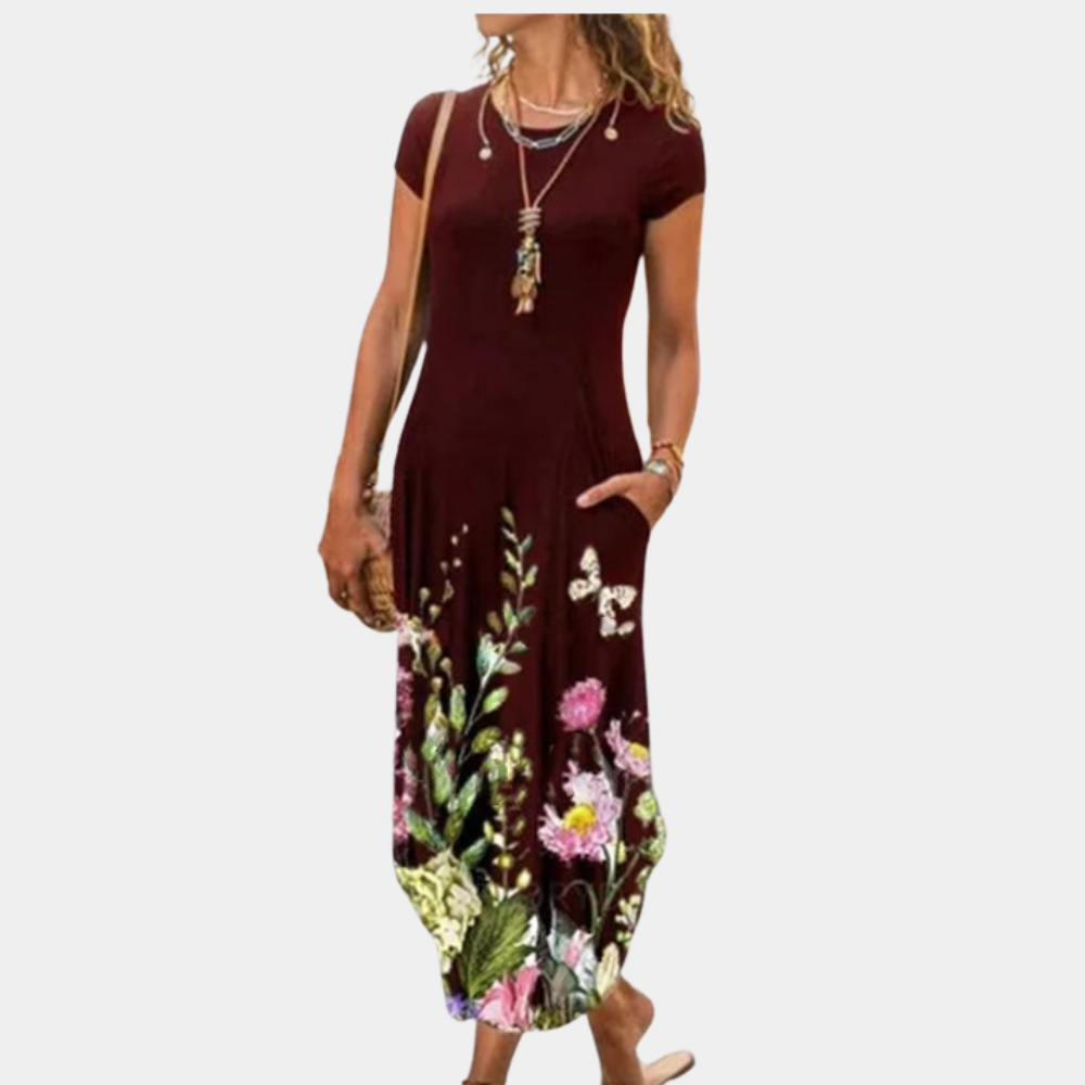 Casual Fit Women's Short Sleeve Midi Dress