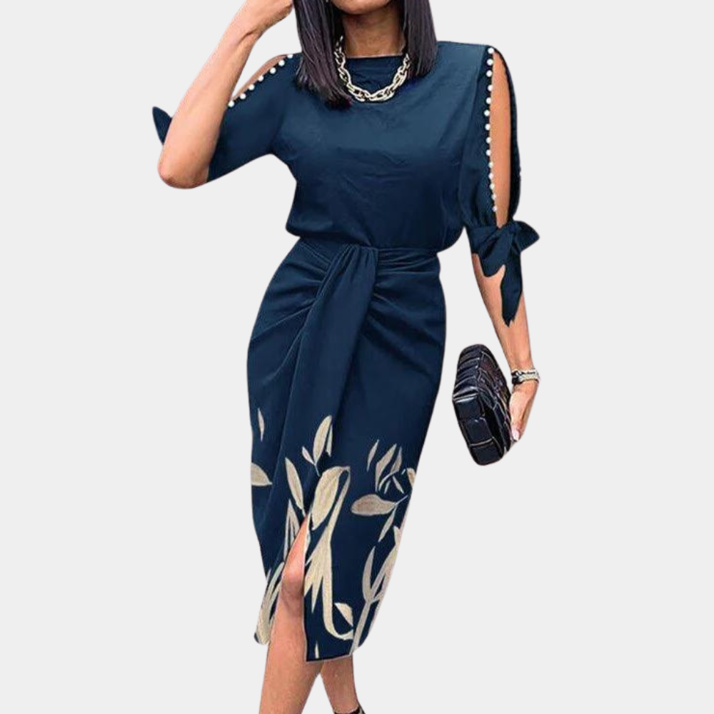 Ladies' Knee Length Dress with Button Front and Belt
