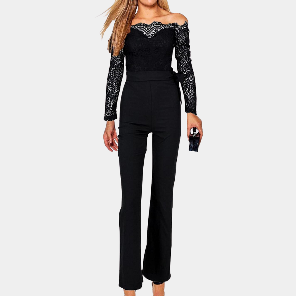 Women's Lace Jumpsuit - Sleek Off Shoulder Party Dress