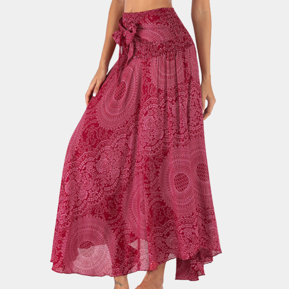 Flowy Maxi Skirt with High Waist and Floral Print