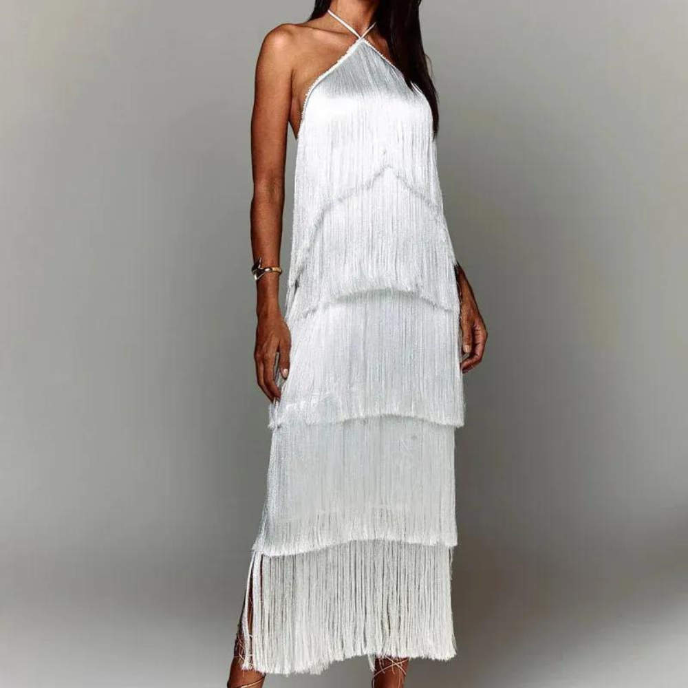 Chic Summer Dress with Ruffles and Tassels