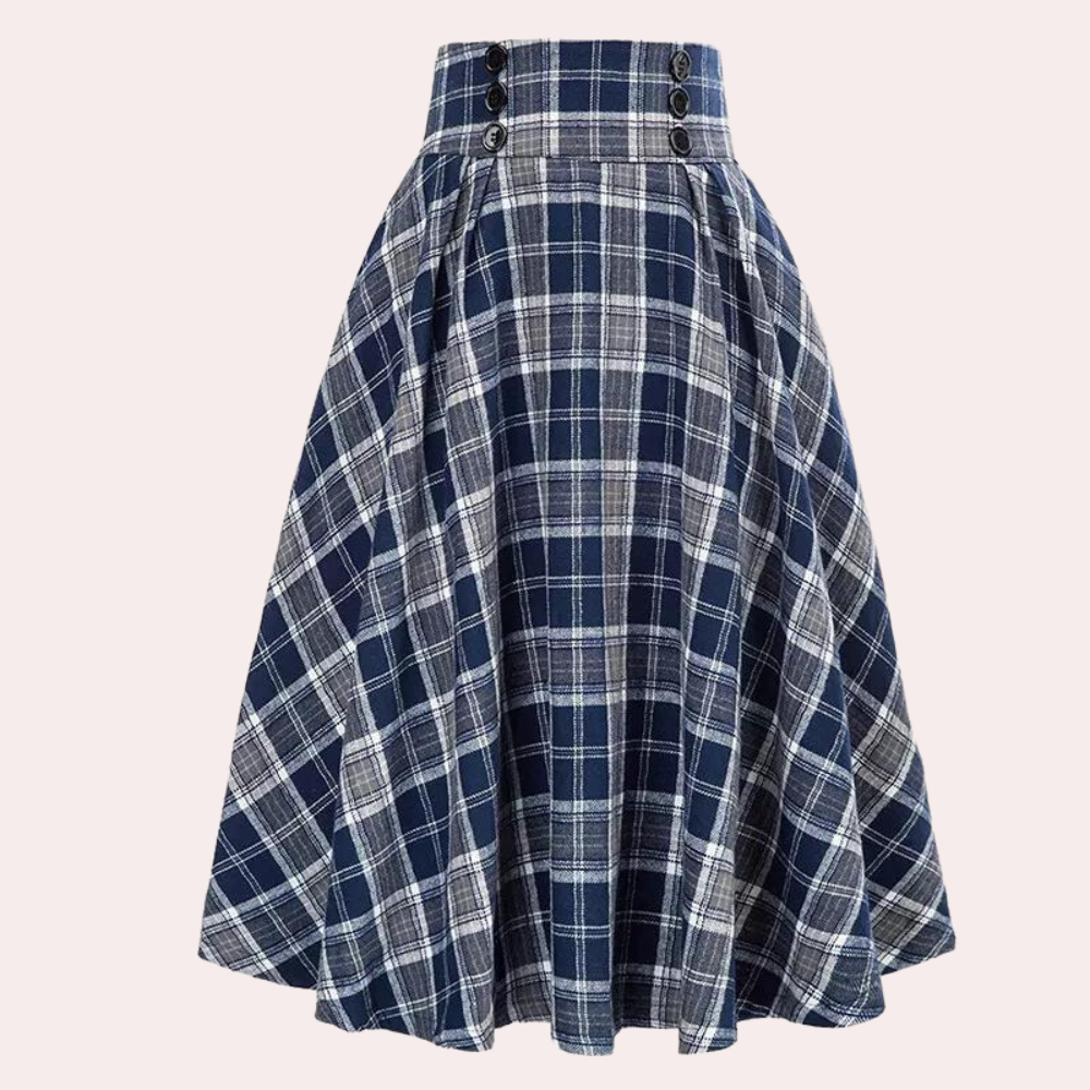 Flared High Waisted Check Plaid Mini Skirt