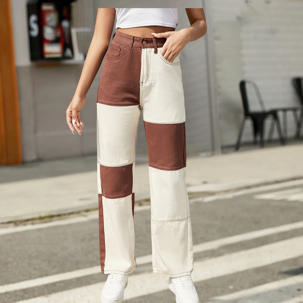 Women's High Waisted Wide Leg Distressed Jeans - Nocini