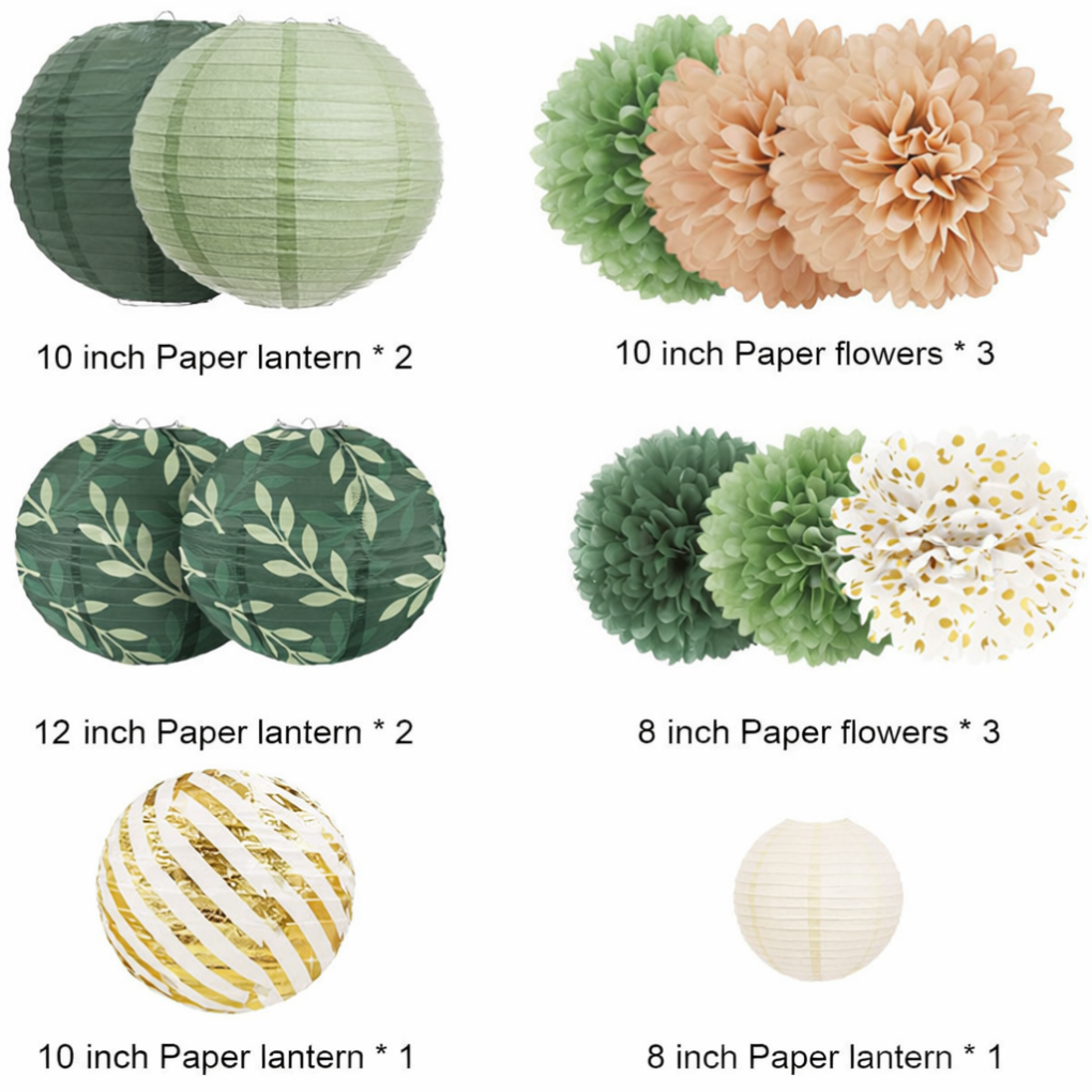 Colorful Tissue Pompoms with Metallic Gold Decor - Olytrend