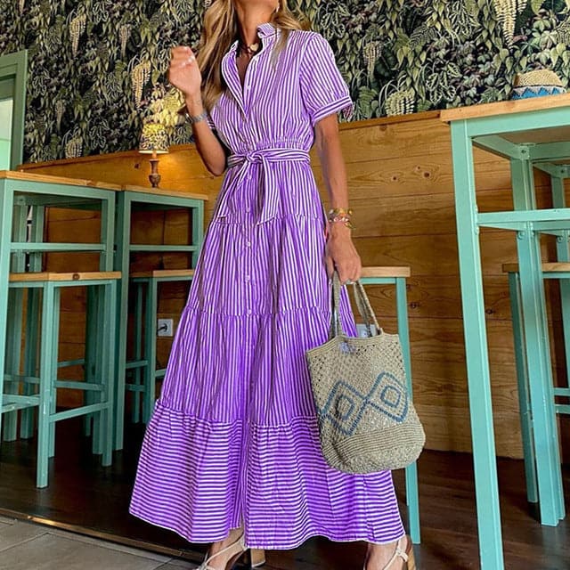 Casual Checkered Maxi Dress for Women
