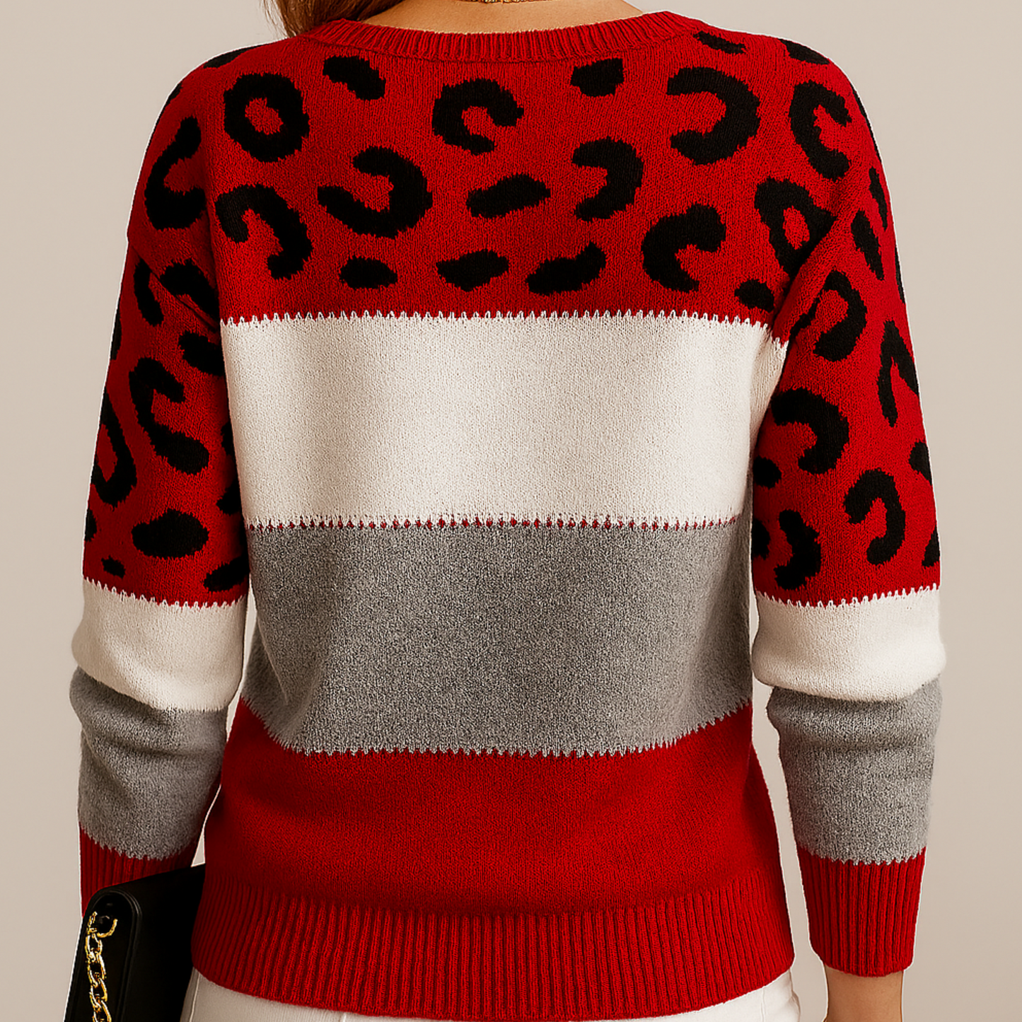 Casual Leopard Print Crew Neck Sweater