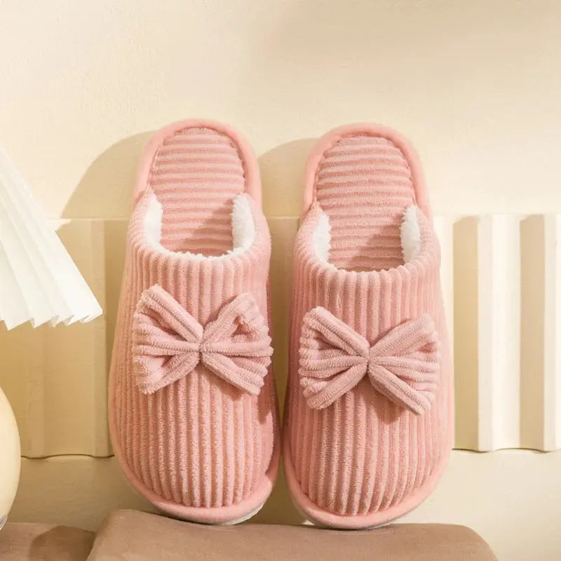 Comfy Bow Slipper Shoes for Women - Soft Indoor Slippers
