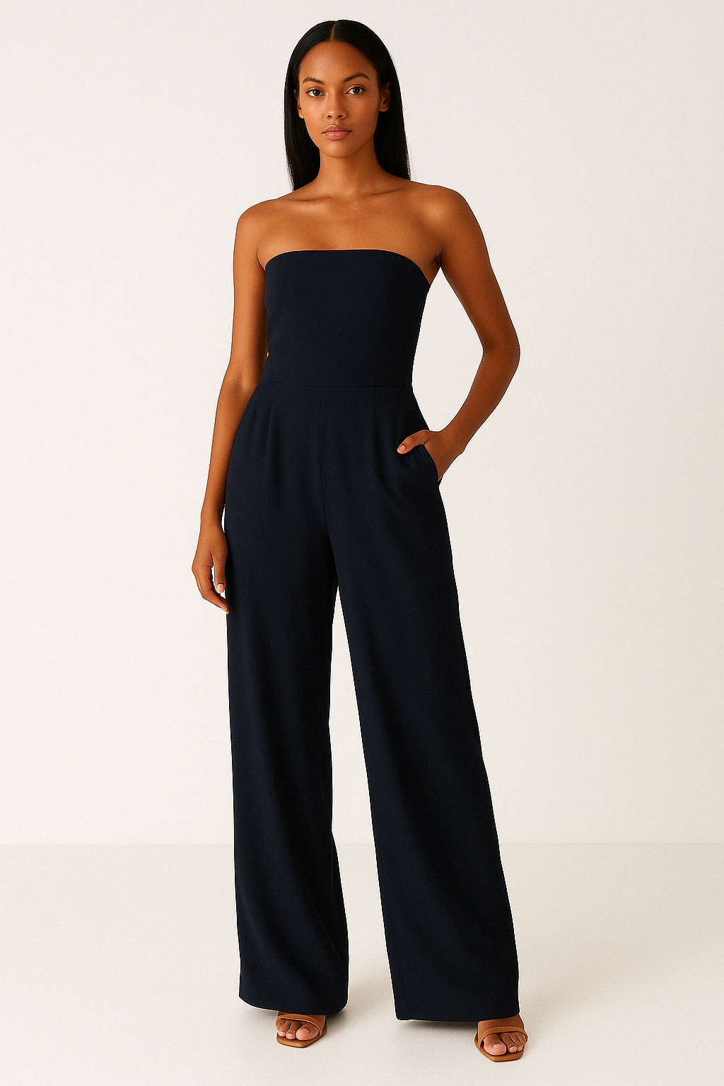 Chic Strapless Jumpsuit for Women Wide Leg Pants