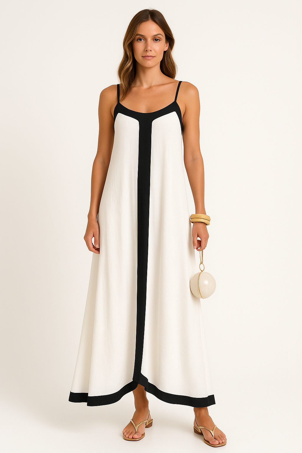 Relaxed Fit Summer Maxi Dress with Thin Straps