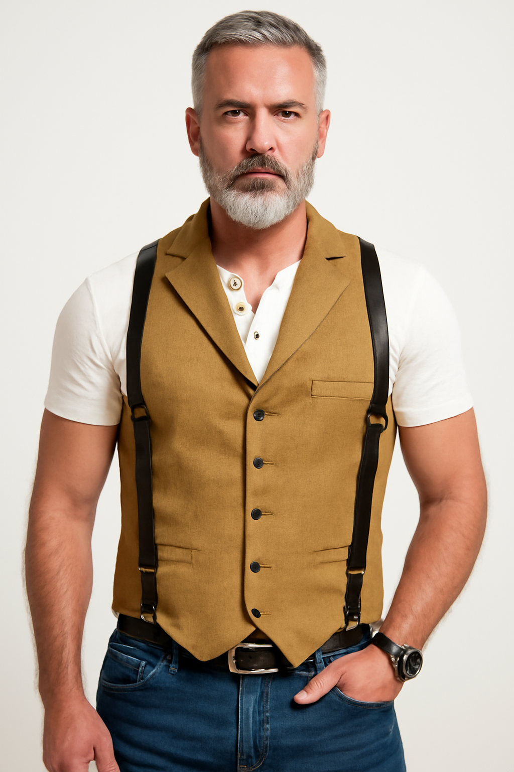 Slim Fit Men's Vest with Classic Notch Lapel - Nocini