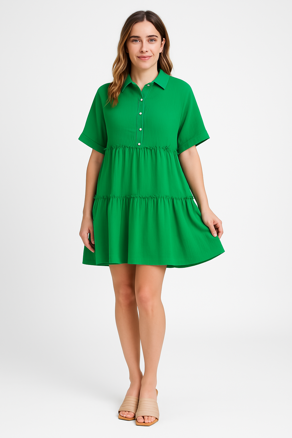 Casual Short Sleeve Cotton Mini Dress for Women