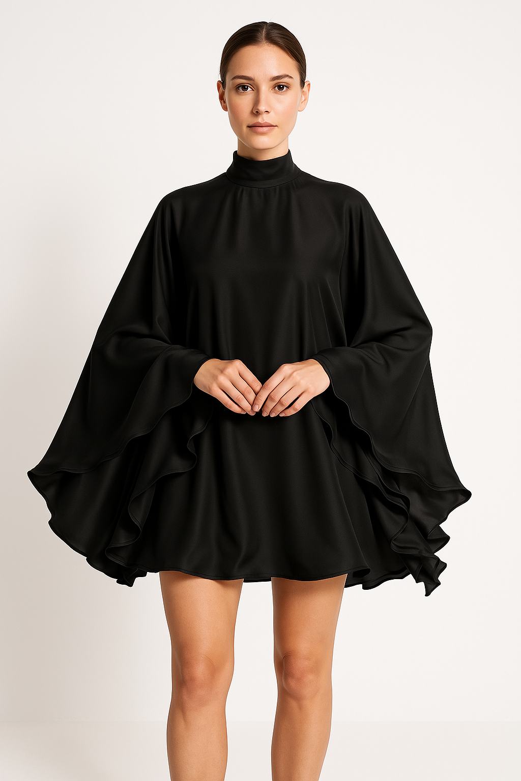 Women's Short Ruched Sleeve Mini Dress