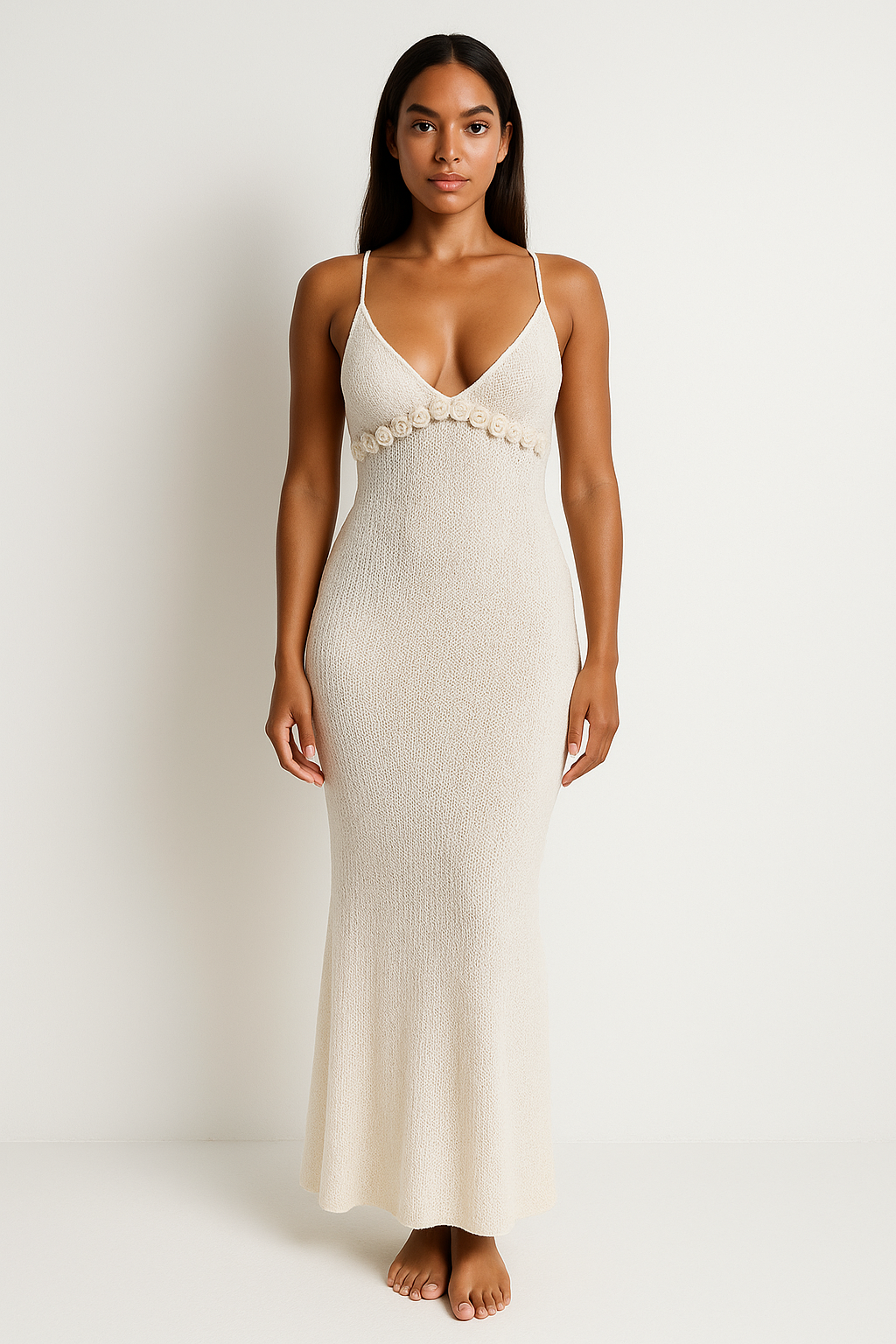 Slim Fit Women's Maxi Dress with Thin Straps - Nocini