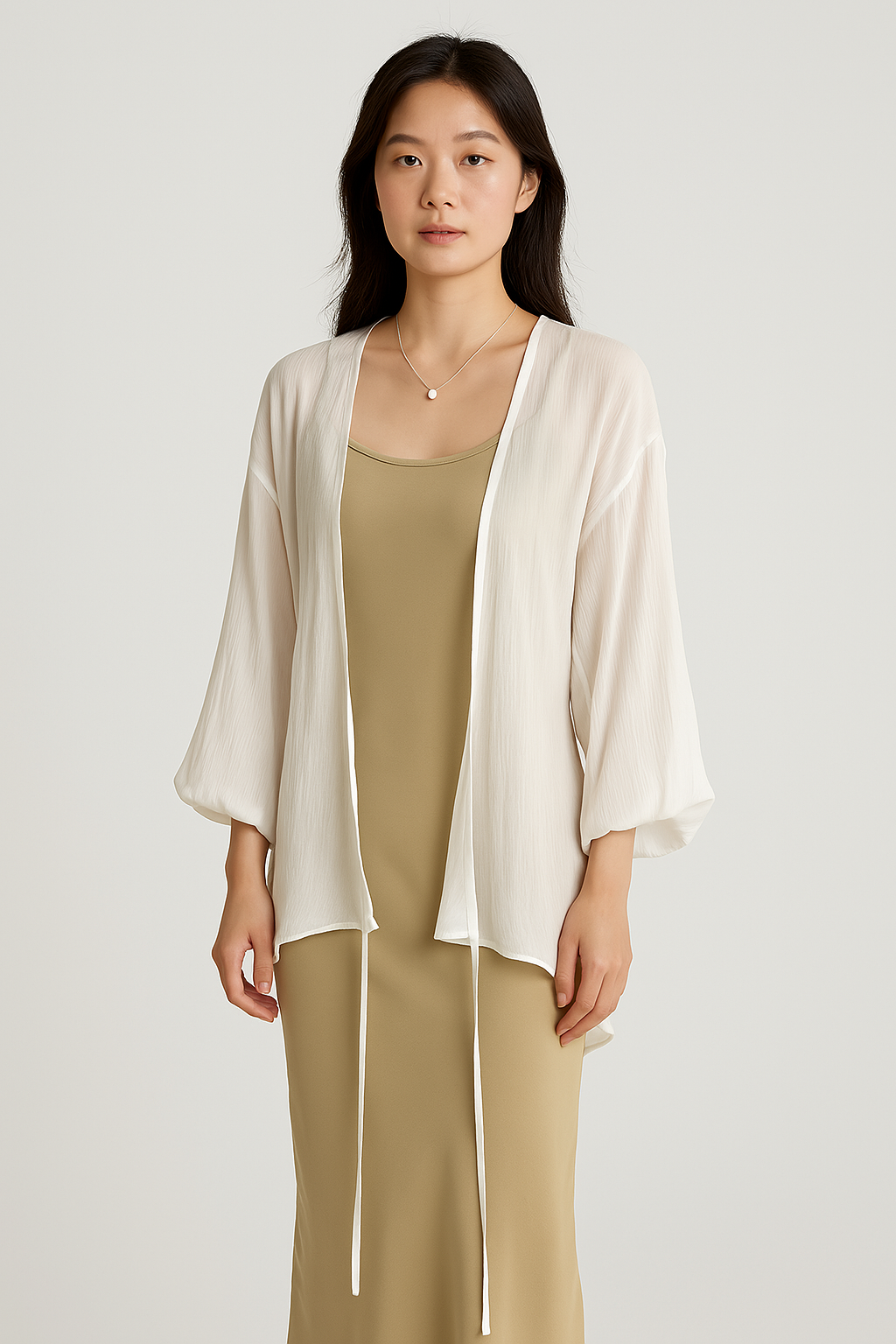 Relaxed Fit Open Front Long Sleeve Cardigan
