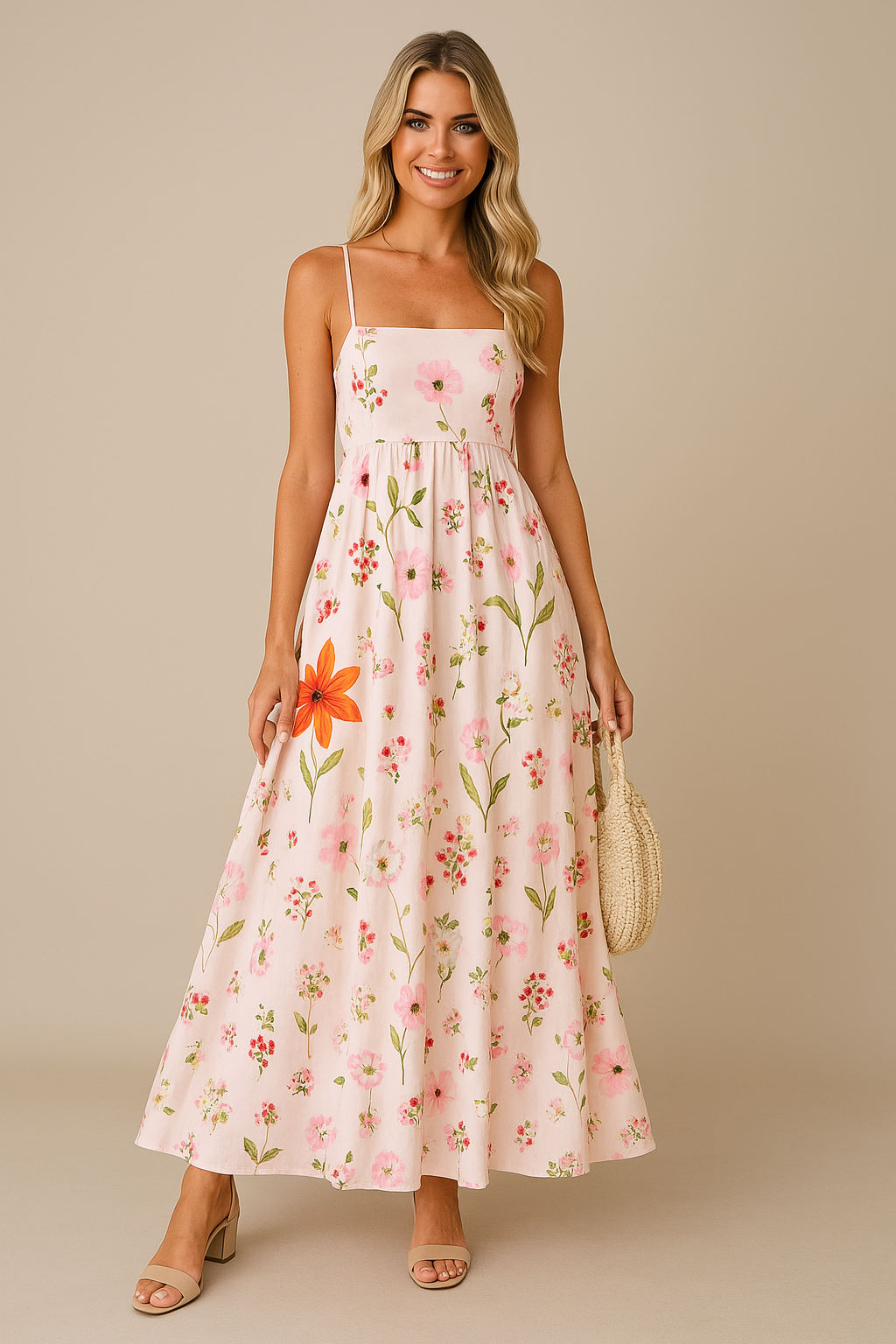 Loose Fit Summer Dress for Women Floral Backless