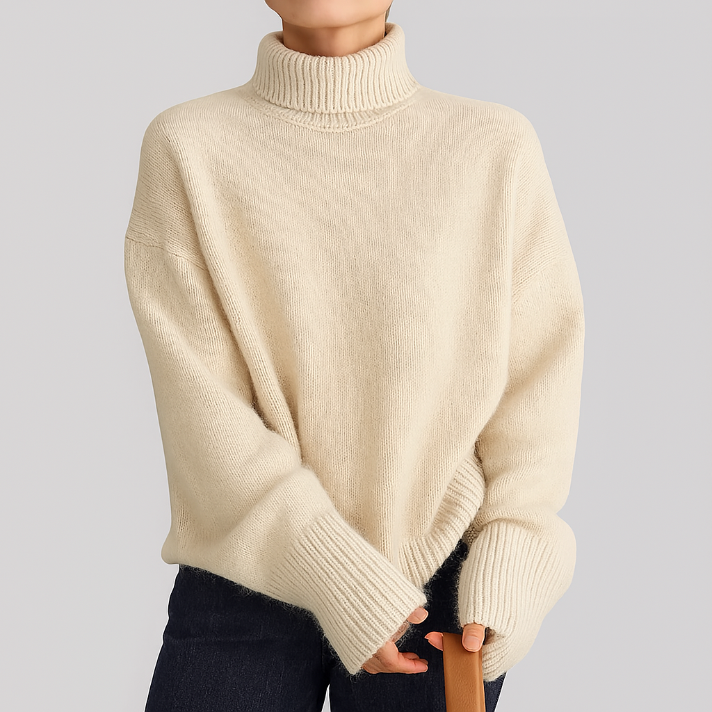 Warm Women's Chunky Wool Winter Sweater High Neck