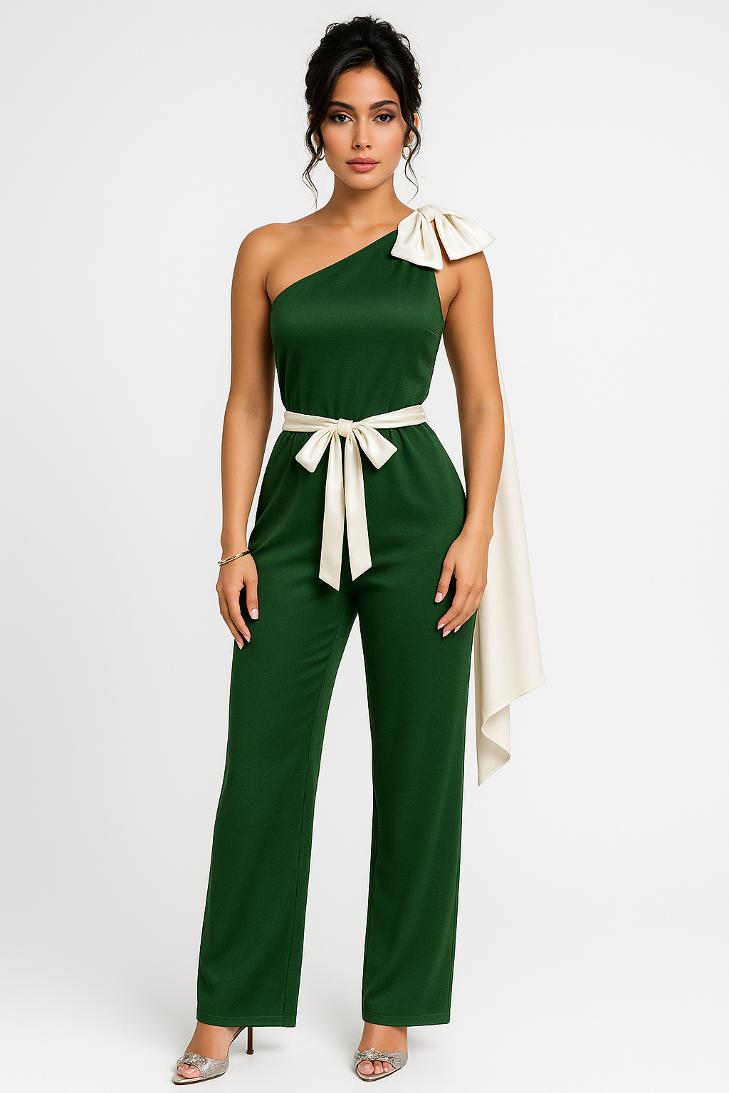 Elegant One Shoulder Satin Jumpsuit for Women