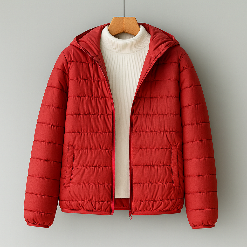Warm Quilted Hoodie Jacket with Zip Pockets
