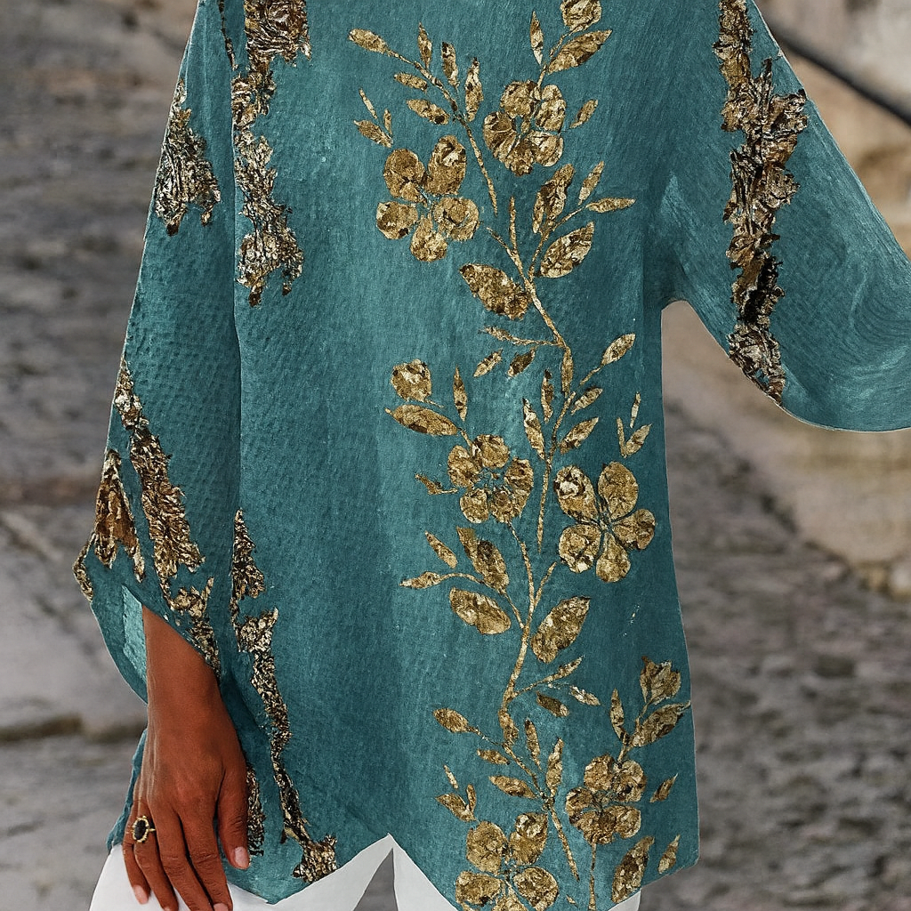 Elegant Floral Women's Long Sleeve Top - Olytrend