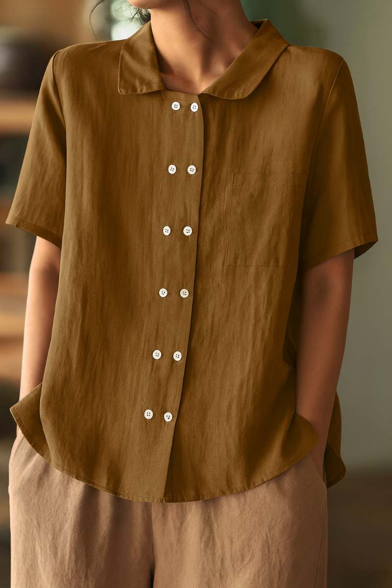 Casual Loose Fit Cotton Blend Shirt