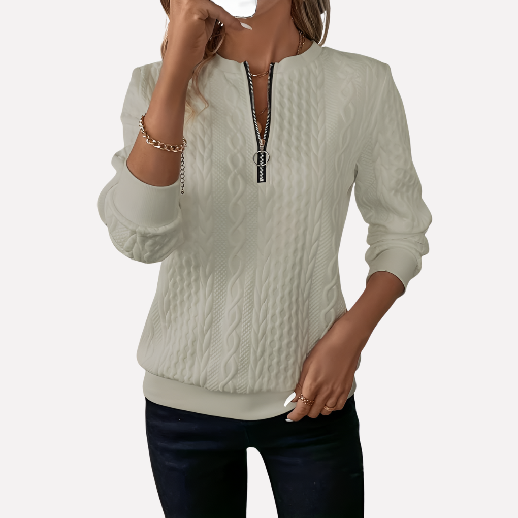 Cozy Women's Zip Front Knit Sweater