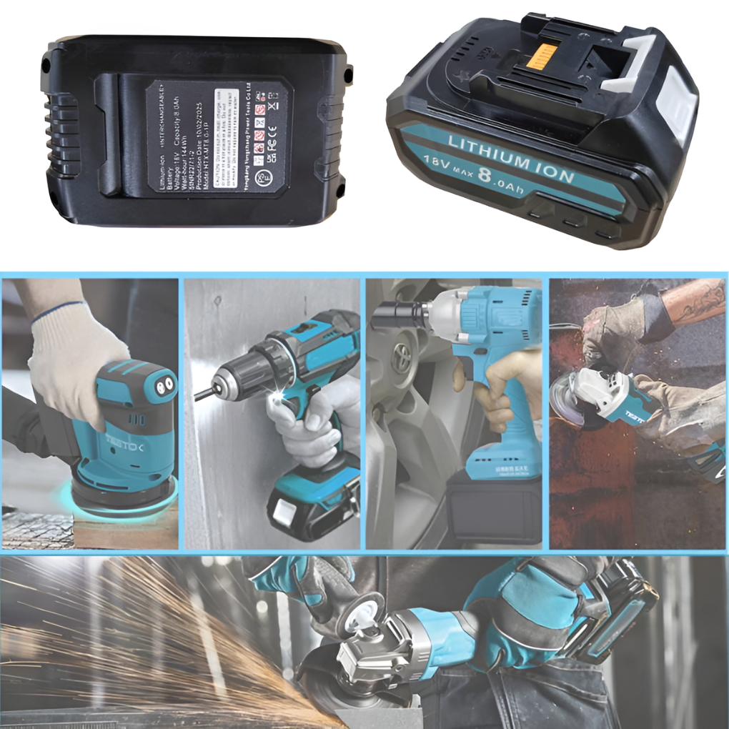 2 Pack 18V 8Ah Battery Replacement Kit with Charger