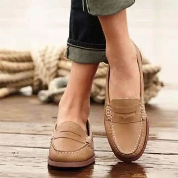 Elegant Leather Penny Loafers for Women