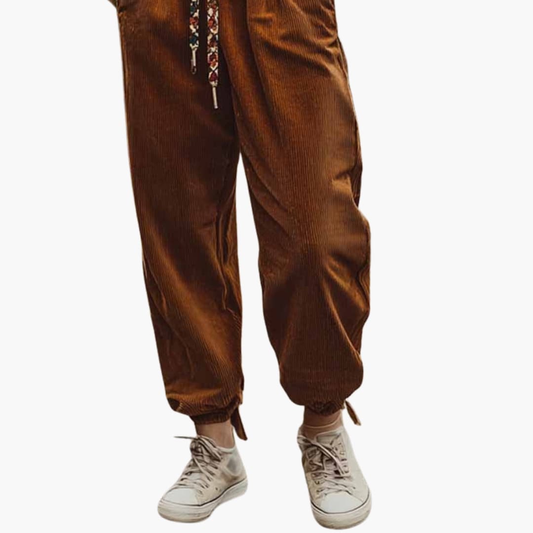 Classic Women's Corduroy Trousers with Elastic Waist
