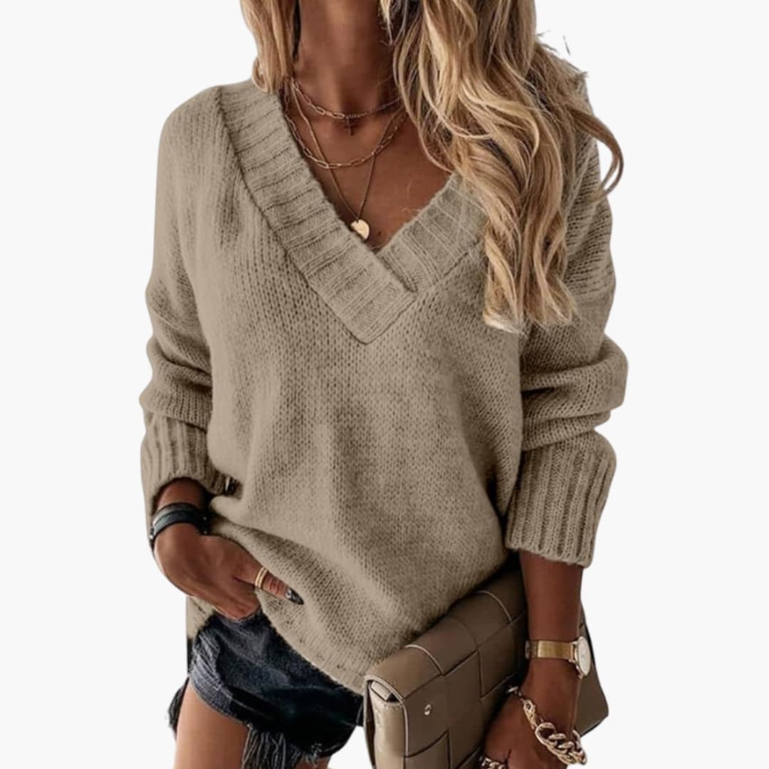 Comfy Women's V Neck Jumper Sweater