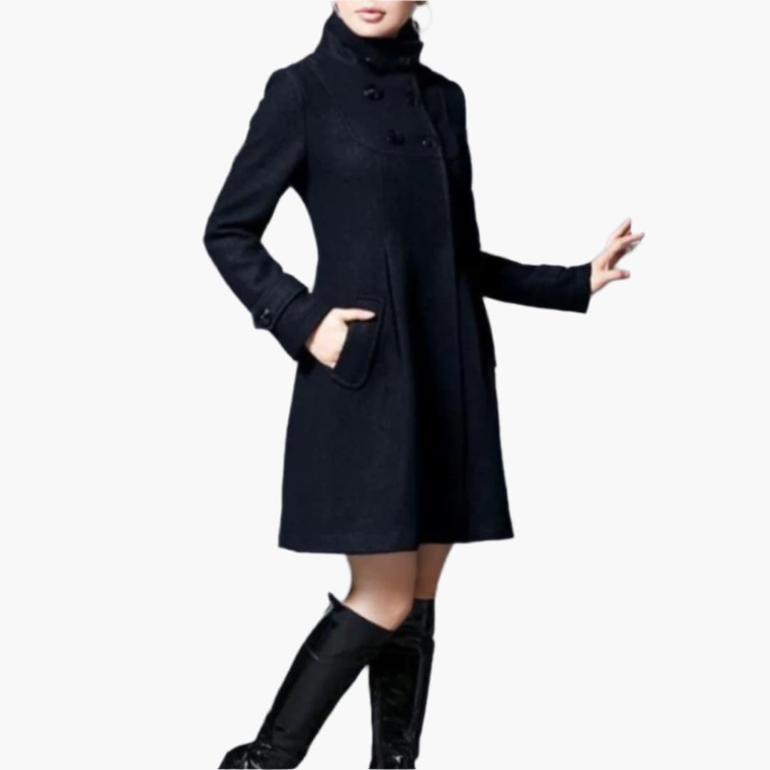 Warm Ladies Parka with Hood and Button Front