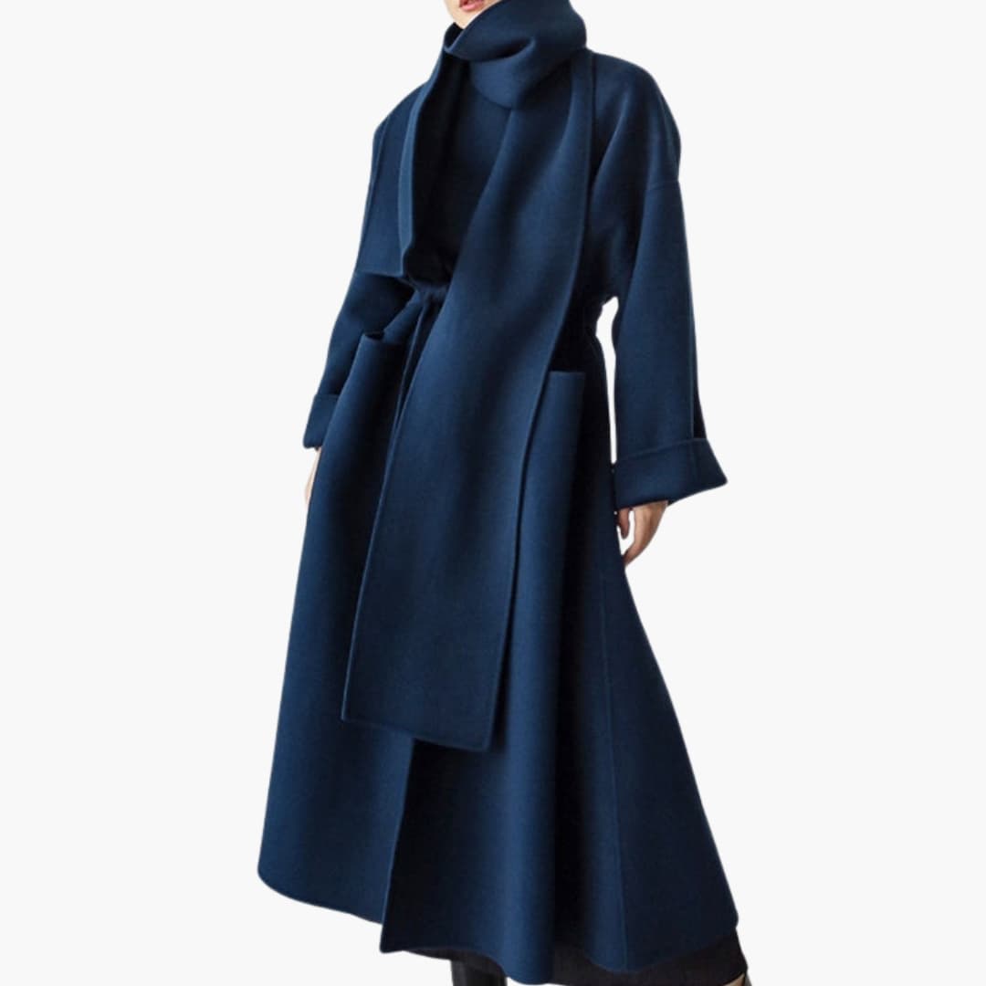 Ladies' Fitted Long Coat with Button Front Closure