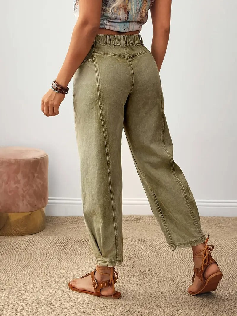 Ladies Classic Straight Leg Green Trousers