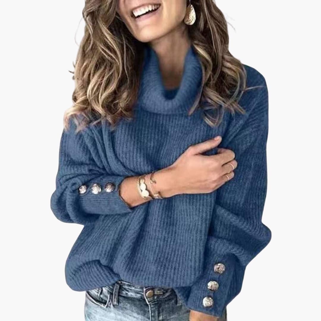 Ladies' Crew Neck Button Sleeve Jumper