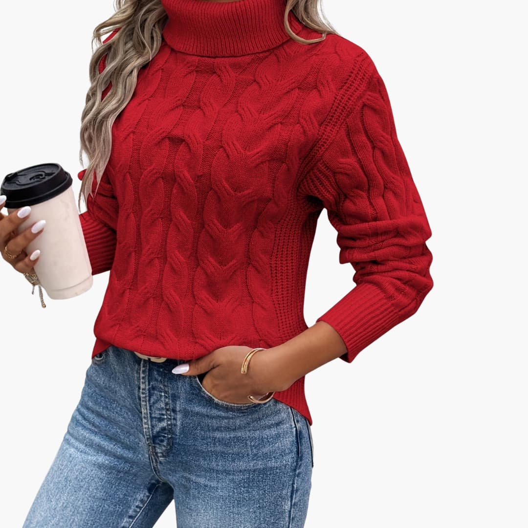 Cozy Crew Neck Cable Knit Women's Sweater