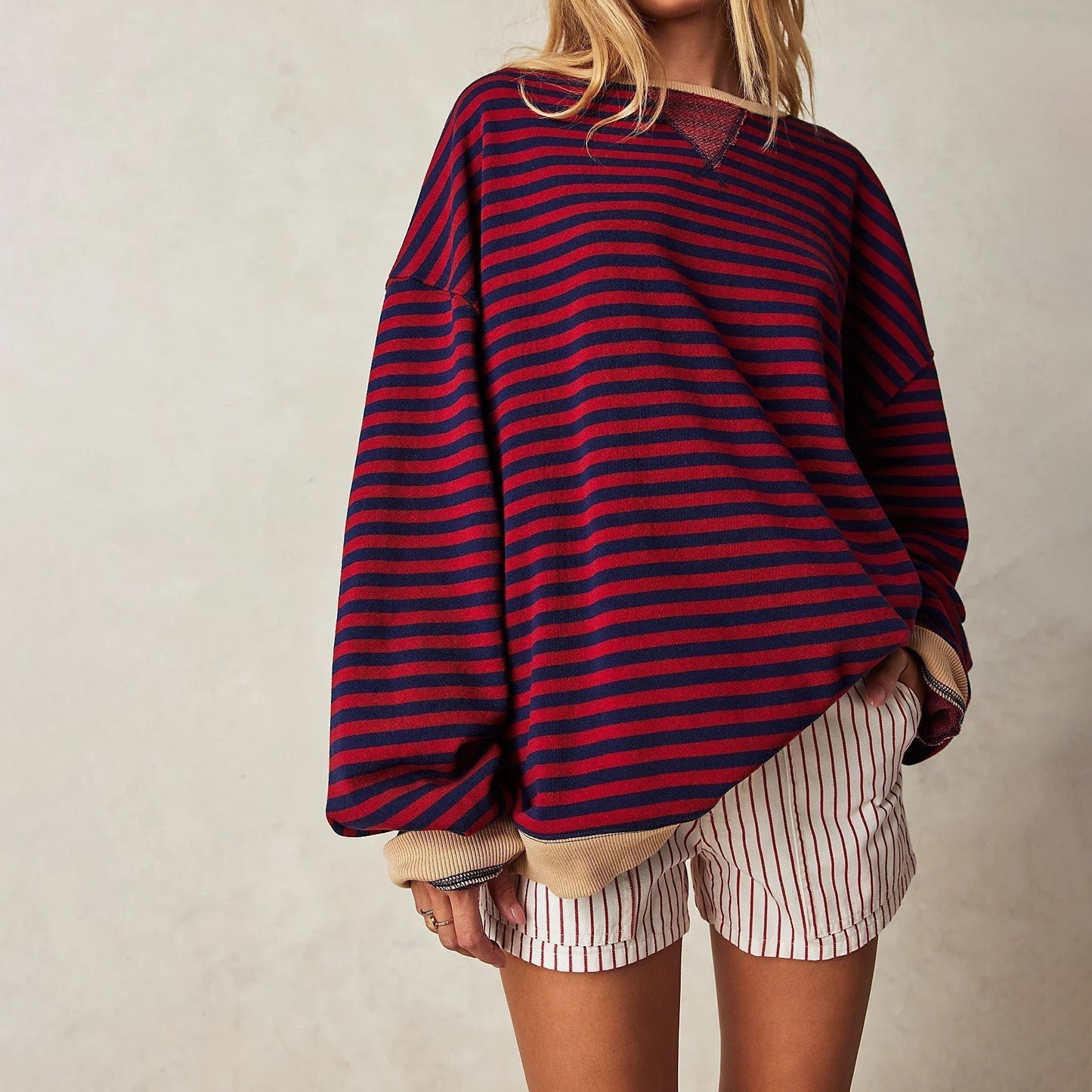 Soft Relaxed Fit Striped Hoodie for Women