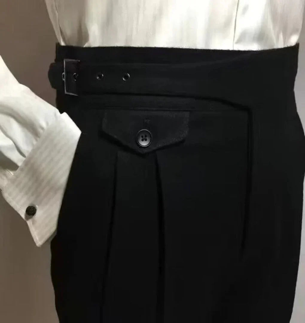 Classic Men's Wool Pants with Belt - Olytrend