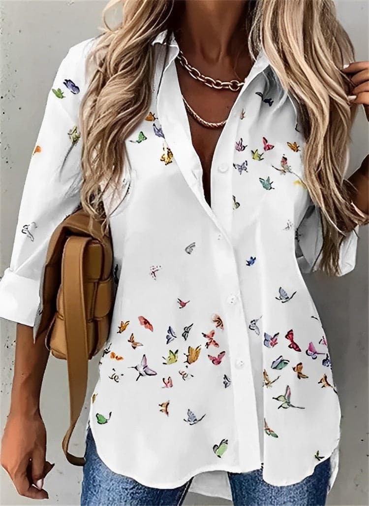 Ladies Casual Floral Cotton Shirt