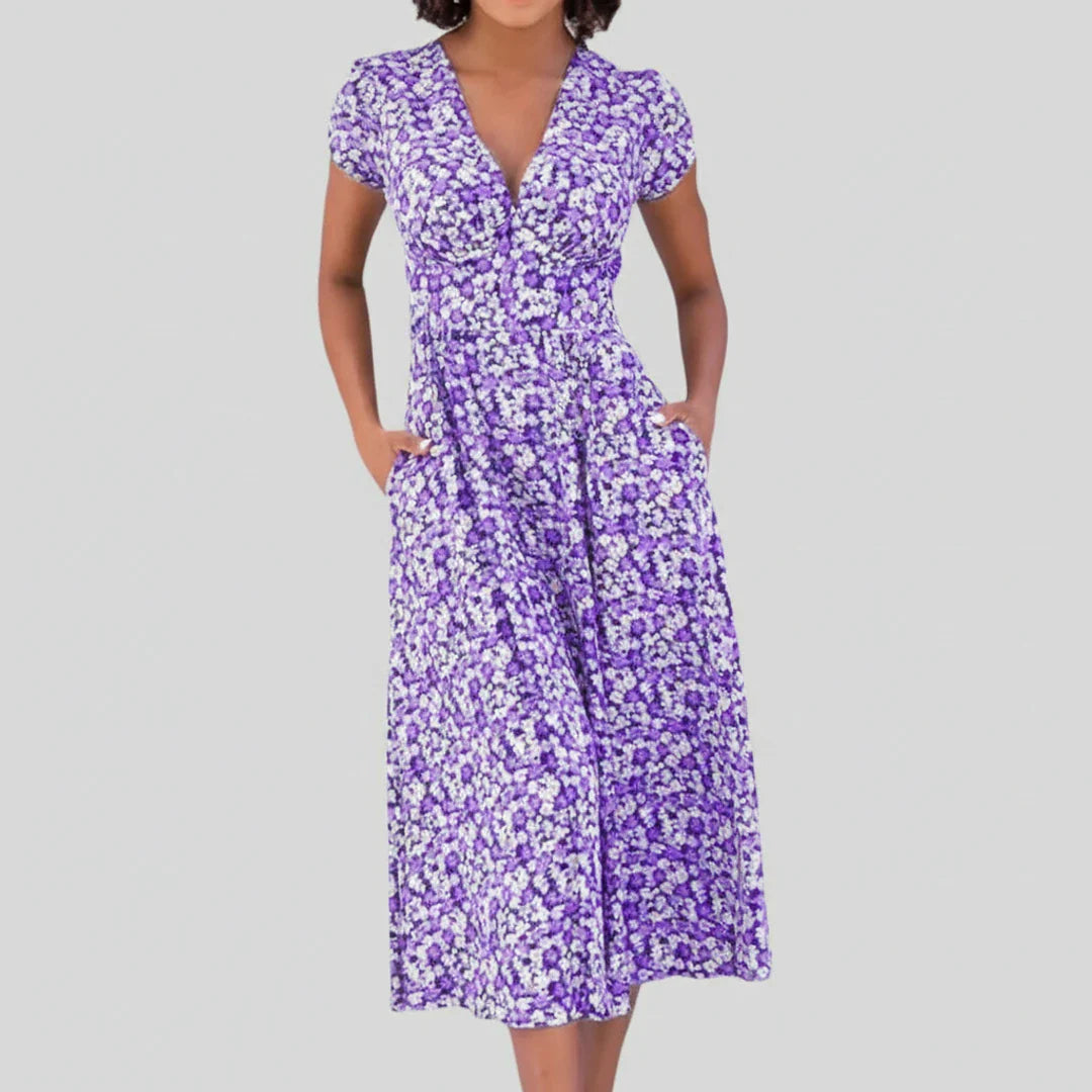 Elegant Women's Floral Knee Length Dress
