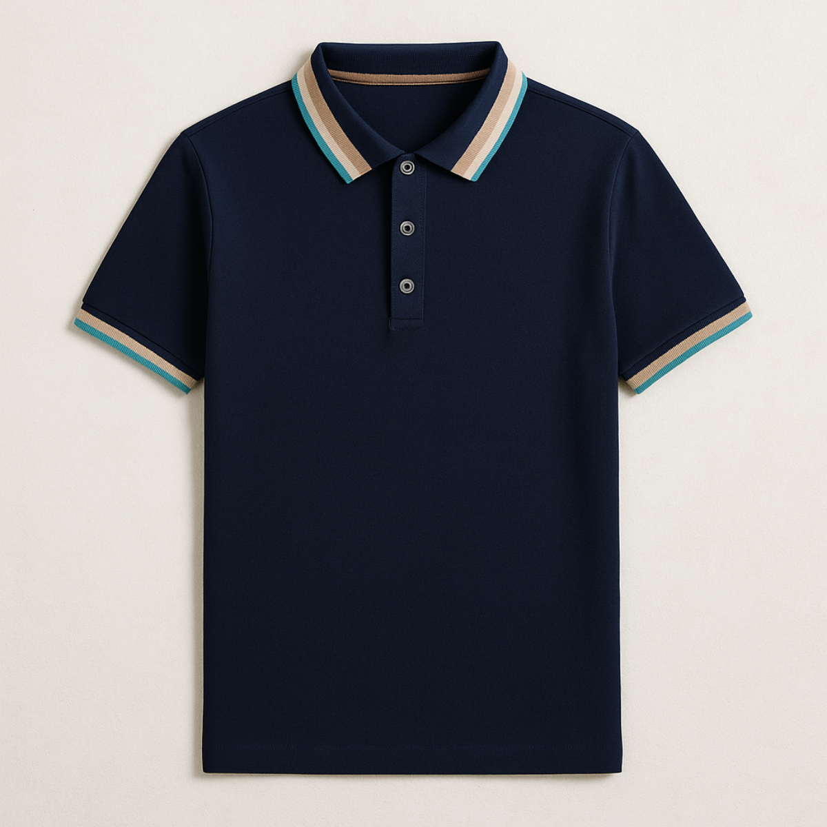 Classic Navy Blue Striped Polo Shirt