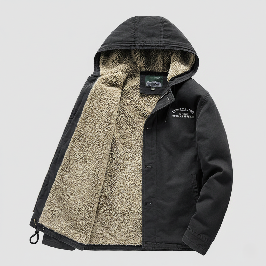 Warm Fleece Lined Hoodie Coat
