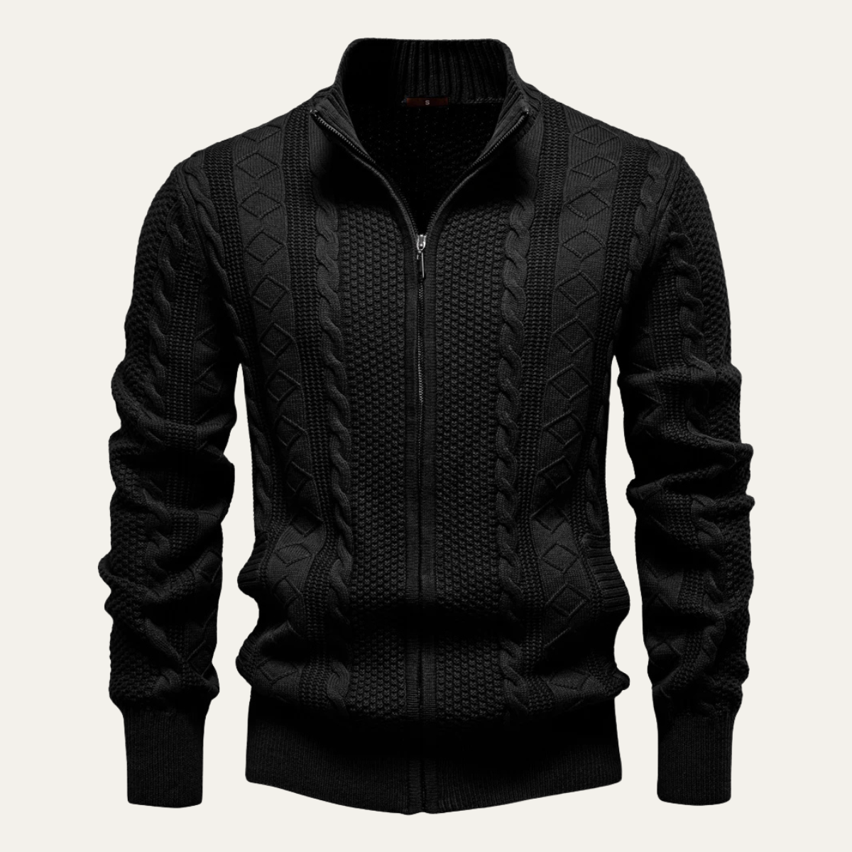 Men's Fit Cable Knit Zip Up Cardigan Sweater