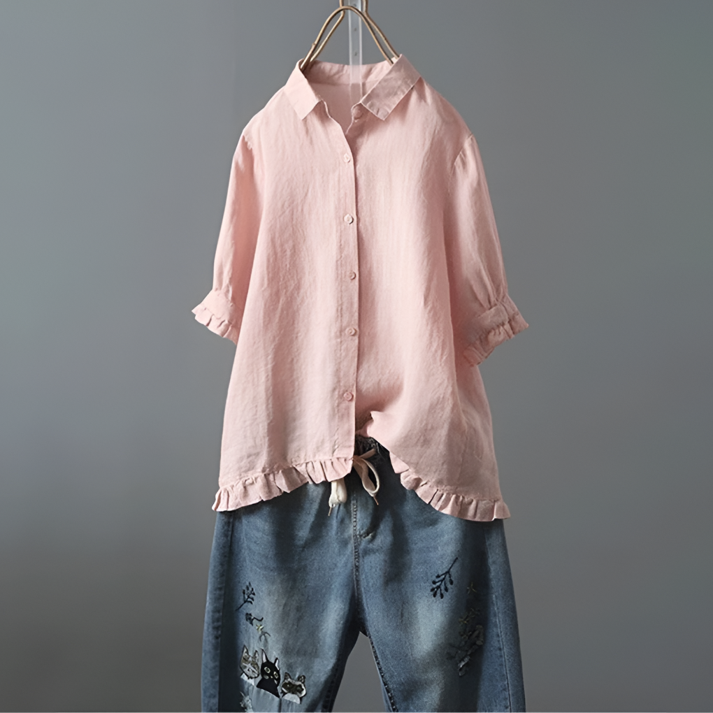 Classic Casual Ruffle Trim Shirt