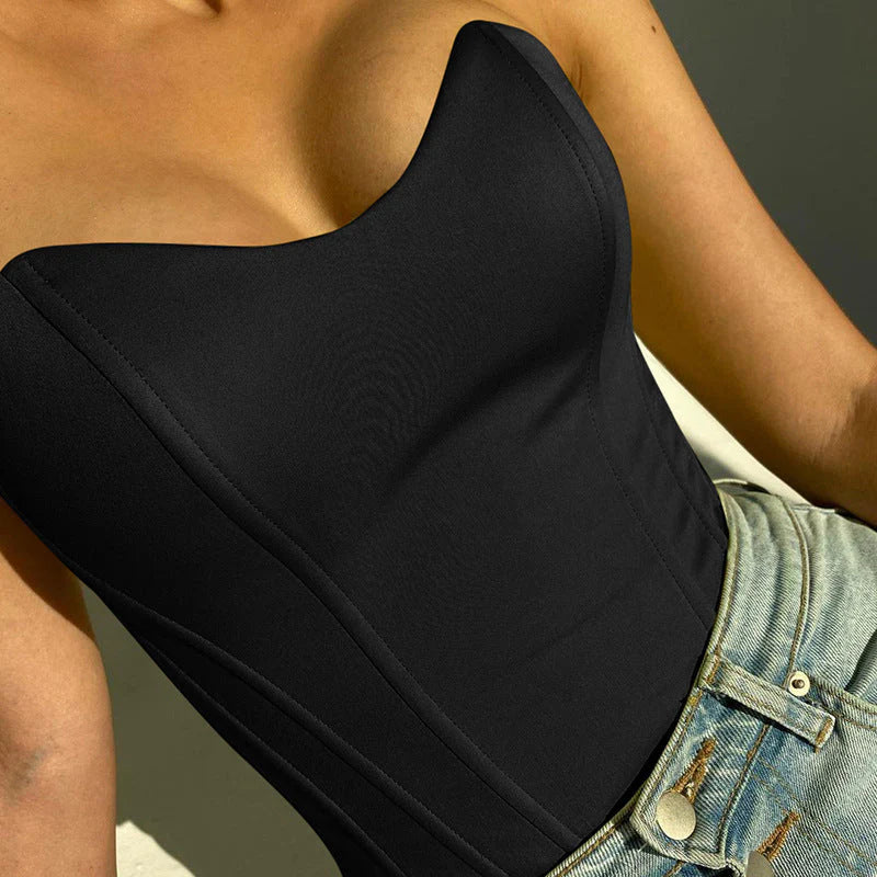Trendy Sleeveless Bustier Crop Top
